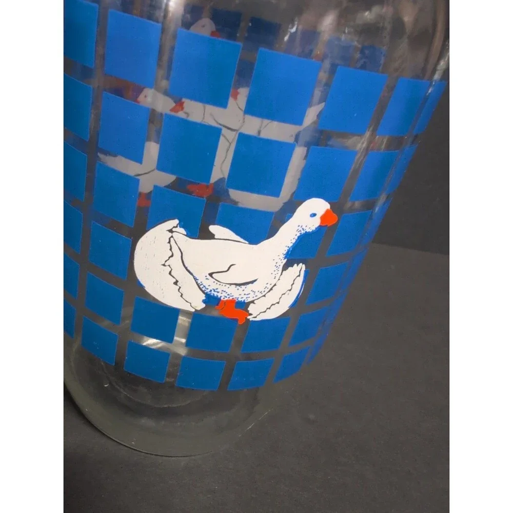 Carlton Glass Geese Clear Jar Blue Lid 2L Canister Goose Country Storage 1980's
